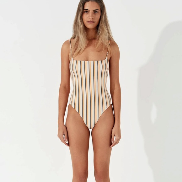 LICORICE STRIPE RIB ONE PIECE - Picture 1 of 7